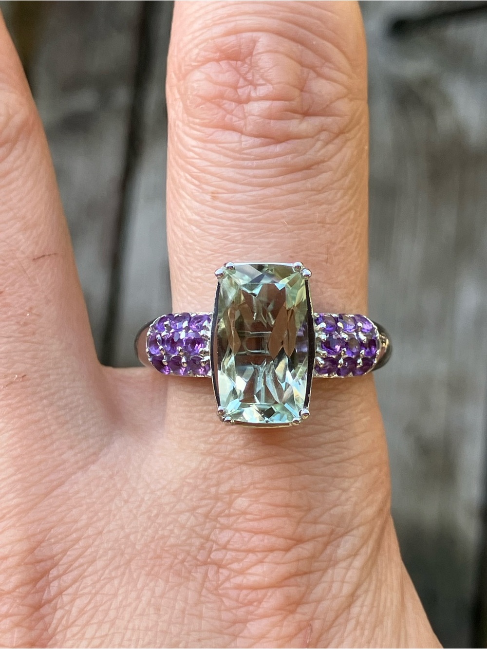 Genuine Prasiolite African Amethyst Ring Size 11